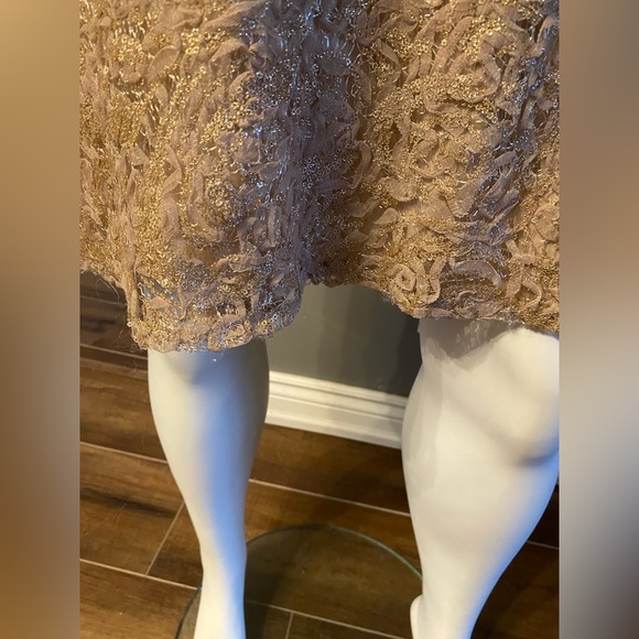 Boohoo Tia gold sequin lace wrap top dress US16 - Picture 8 of 13